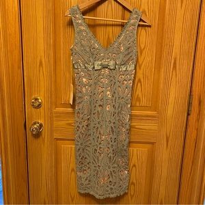 Betsey Johnson Gray Lace Dress Pink Underlay Size 0